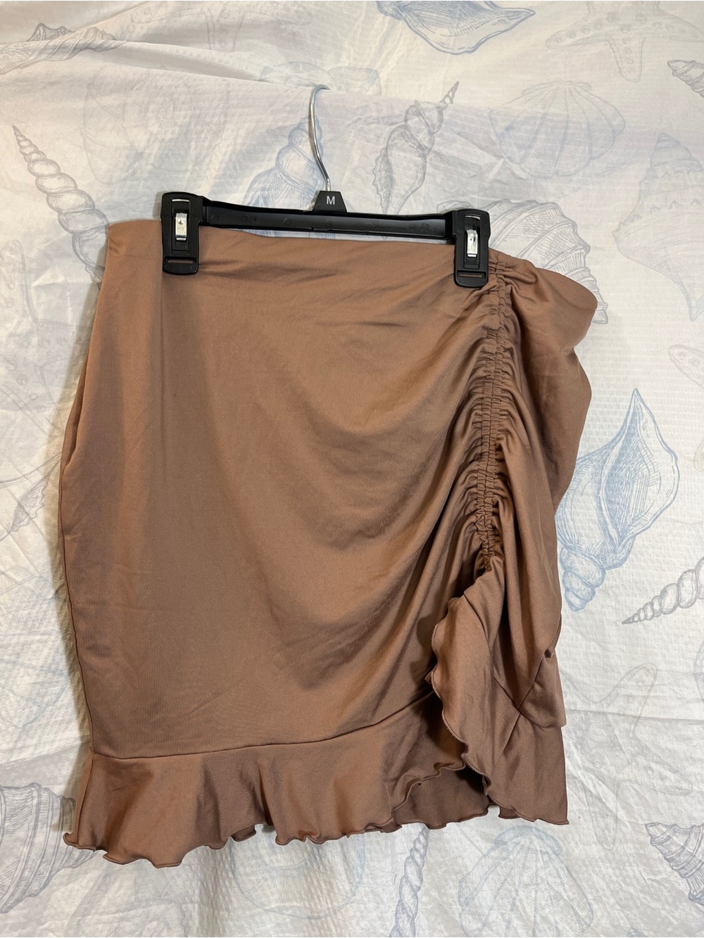 H&M Brown Asymmetrical Ruffle Ruched Skirt